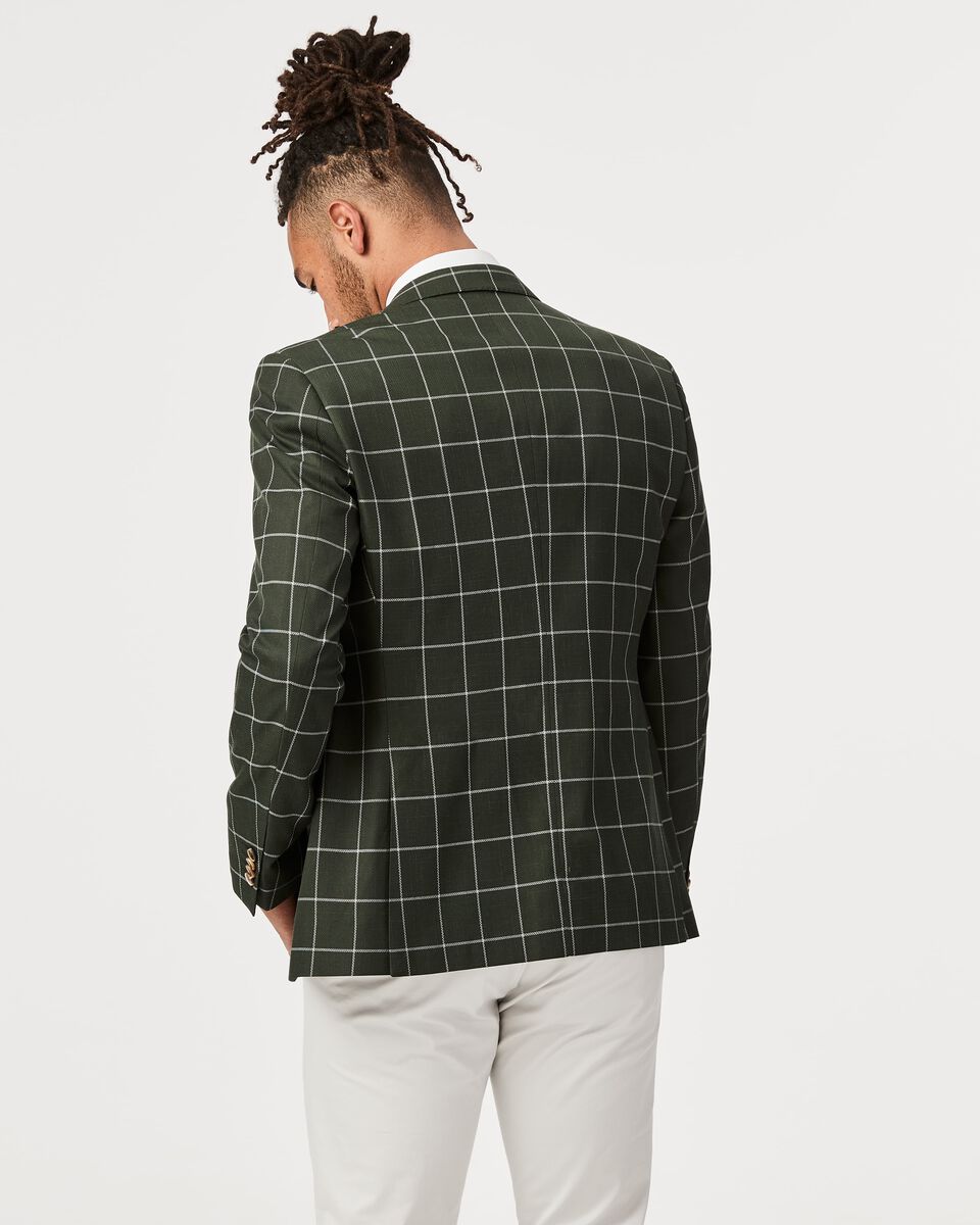 Mens Dark Green Check Blazer